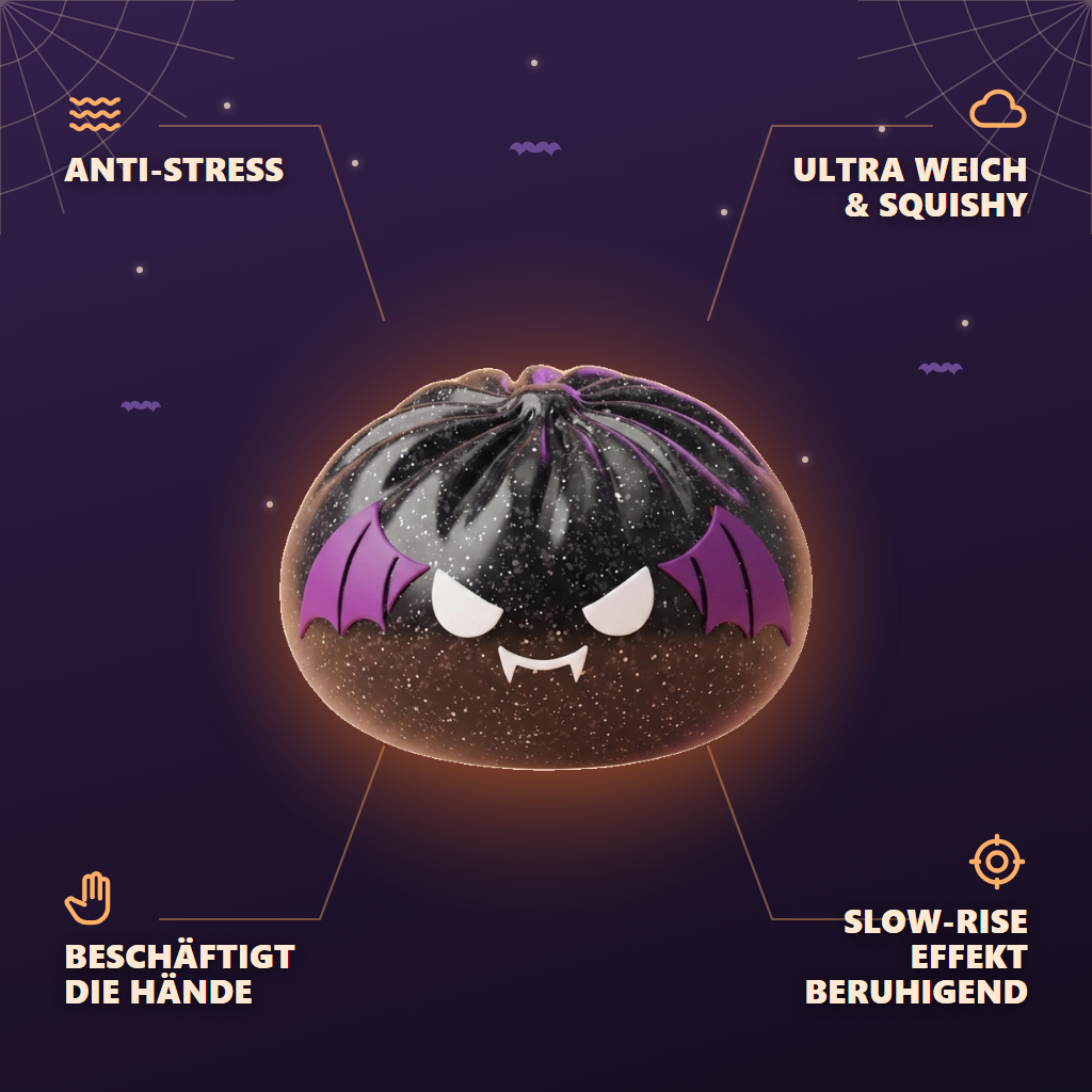 Squishy Dumpling Bat Halloween Glitter Zwart — zijn voordelen