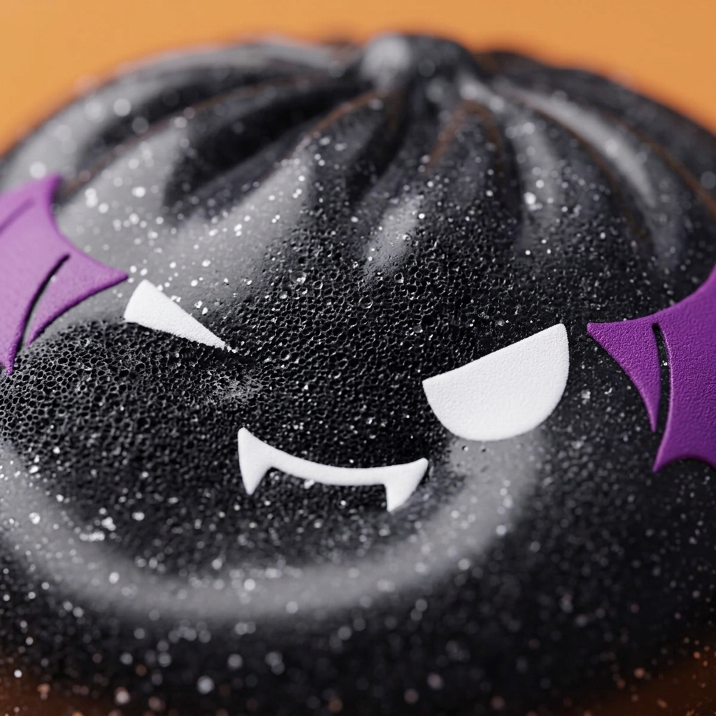 Squishy Dumpling Bat Halloween Glitter Zwart — macro-close-up van de textuur