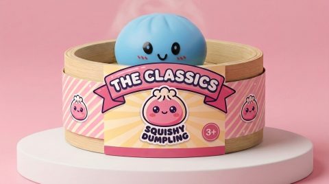 Dumpling Squishy Blauw Oceaan in het bamboe stoommandje