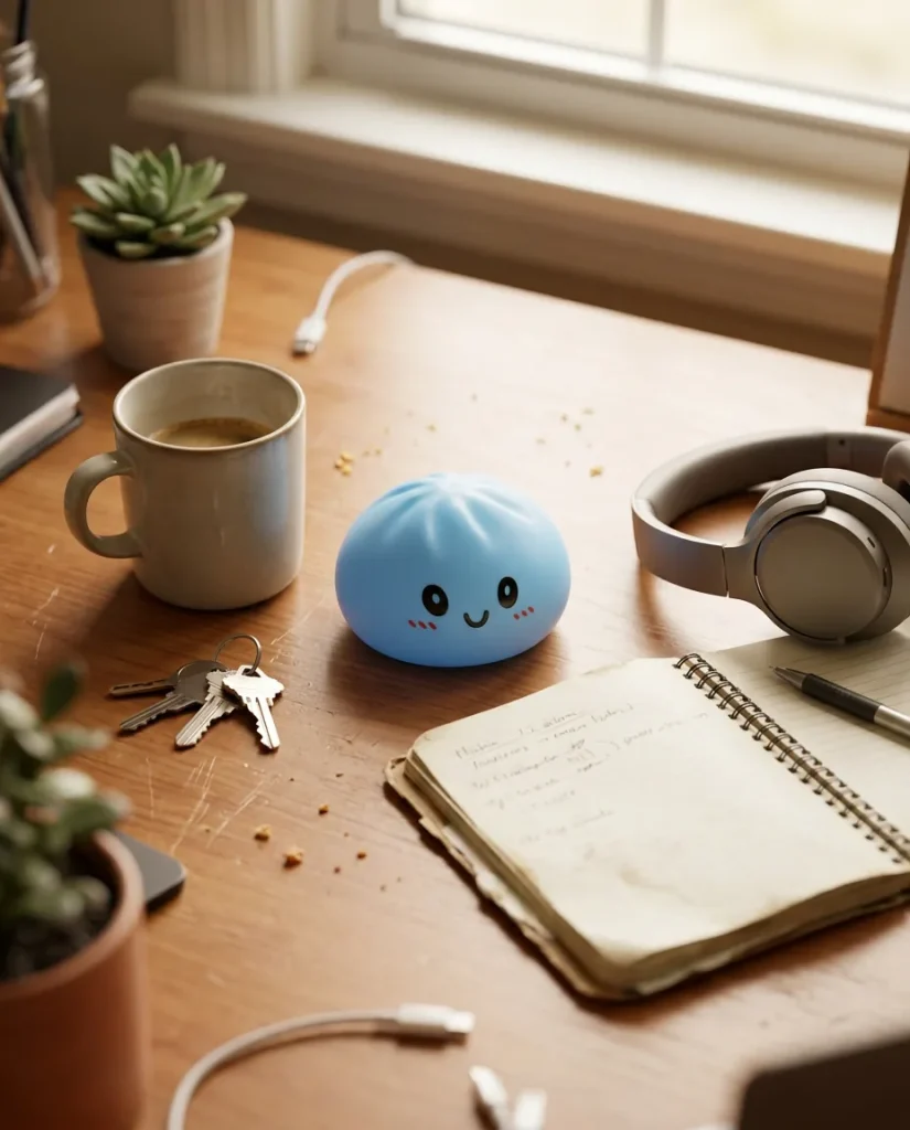 Dumpling Squishy Blauw Oceaan op het bureau