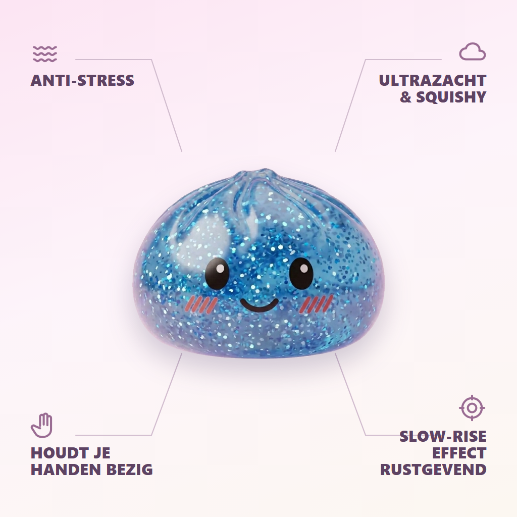 Glitter Dumpling Squishy Kalmerend Blauw — zijn voordelen