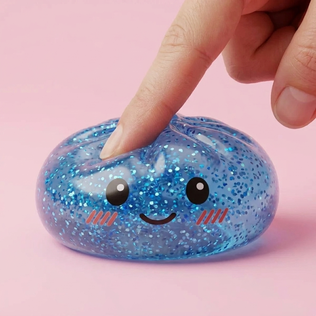 Glitter Dumpling Squishy Kalmerend Blauw tijdens het knijpen, zacht materiaal