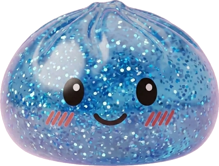 Glitter Dumpling Squishy Kalmerend Blauw tijdens het knijpen, zacht materiaal