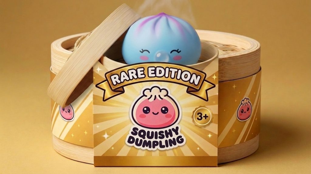 Dumpling Squishy Frost Blue Rare Blow IJsblauw in het bamboe stoommandje