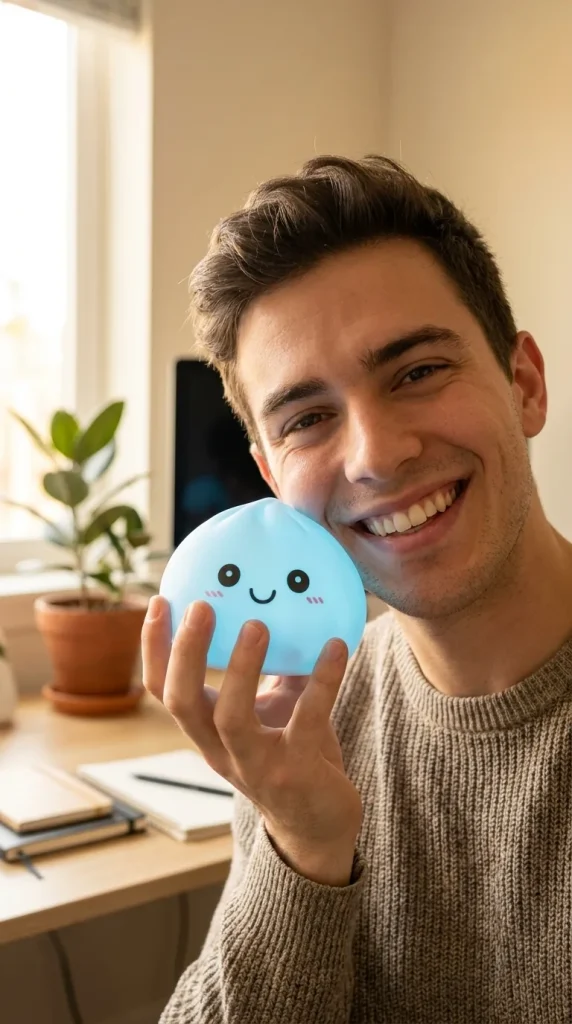 Dumpling Squishy Nachtlampje Blauw Aurora in het dagelijks leven