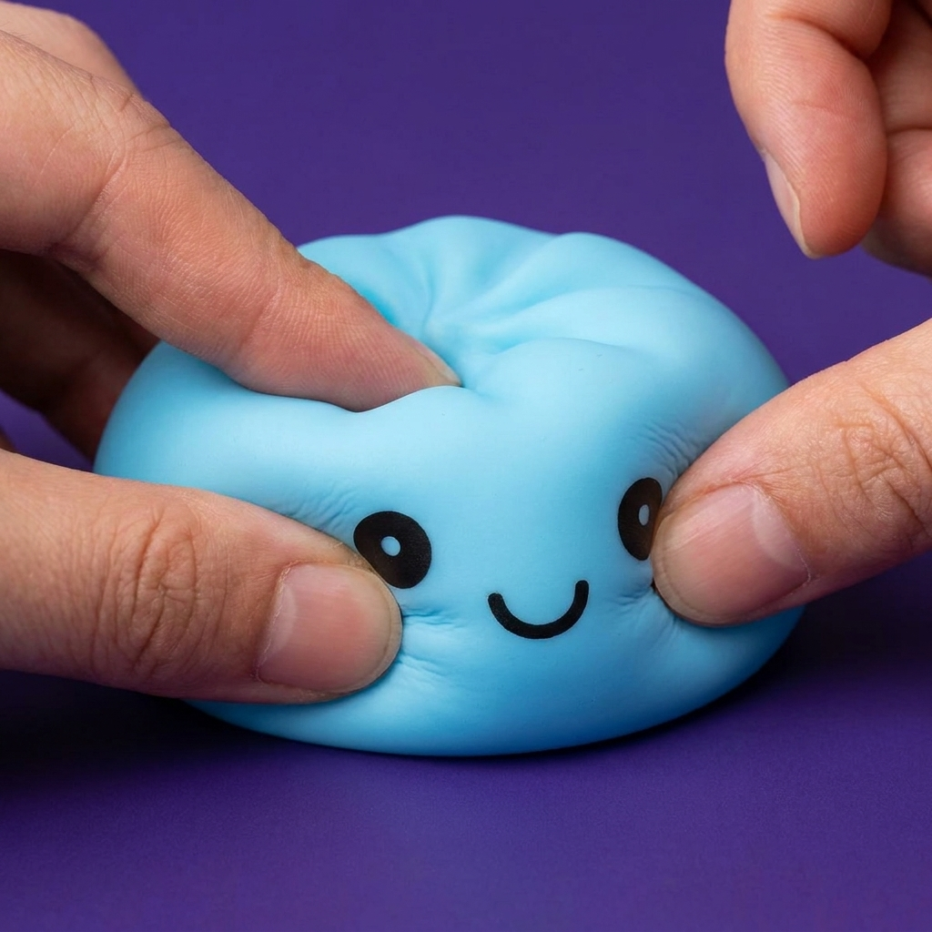 Dumpling Squishy Nachtlampje Blauw Aurora tijdens het knijpen, zacht materiaal