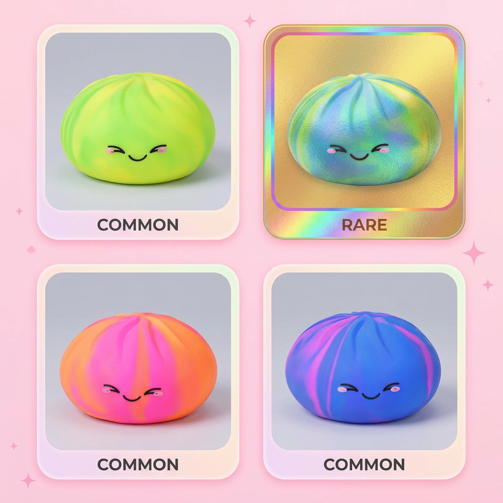 Rainbow Dumpling Squishy Mystery – Verrassing in Kleur tijdens het knijpen, zacht materiaal