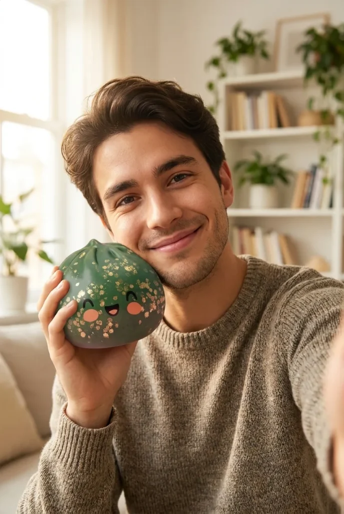 Dumpling Squishy Glitter Smaragdgroen in het dagelijks leven