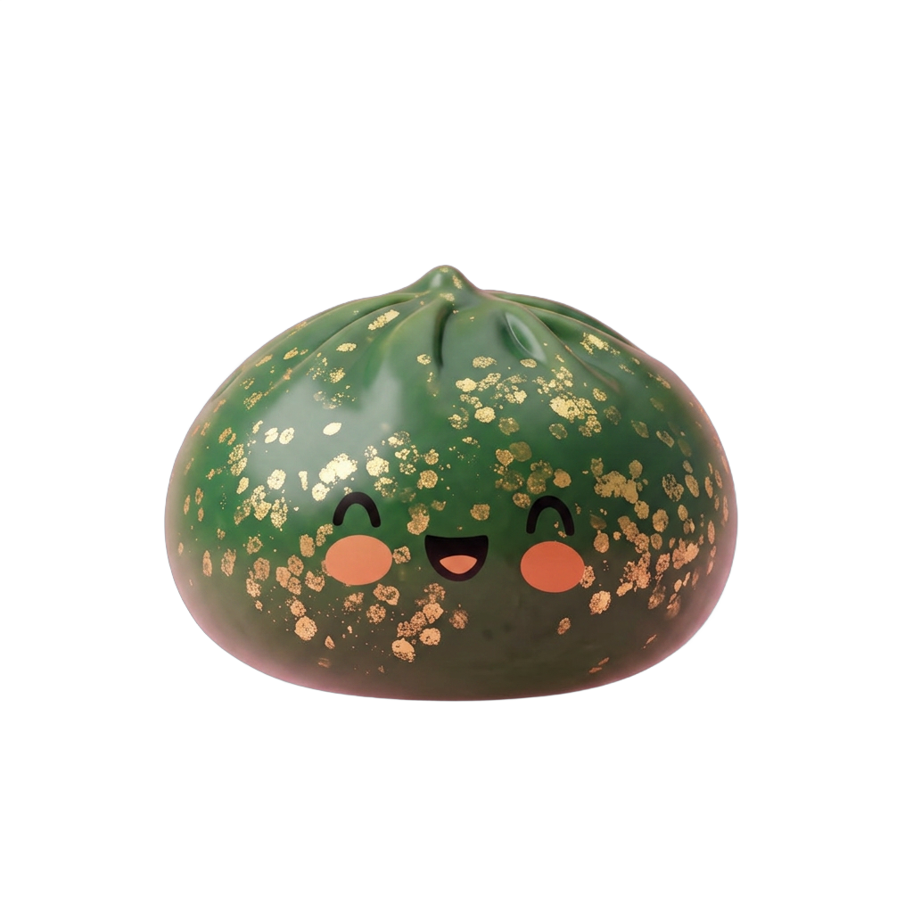 Dumpling Squishy Glitter Smaragdgroen tijdens het knijpen, zacht materiaal