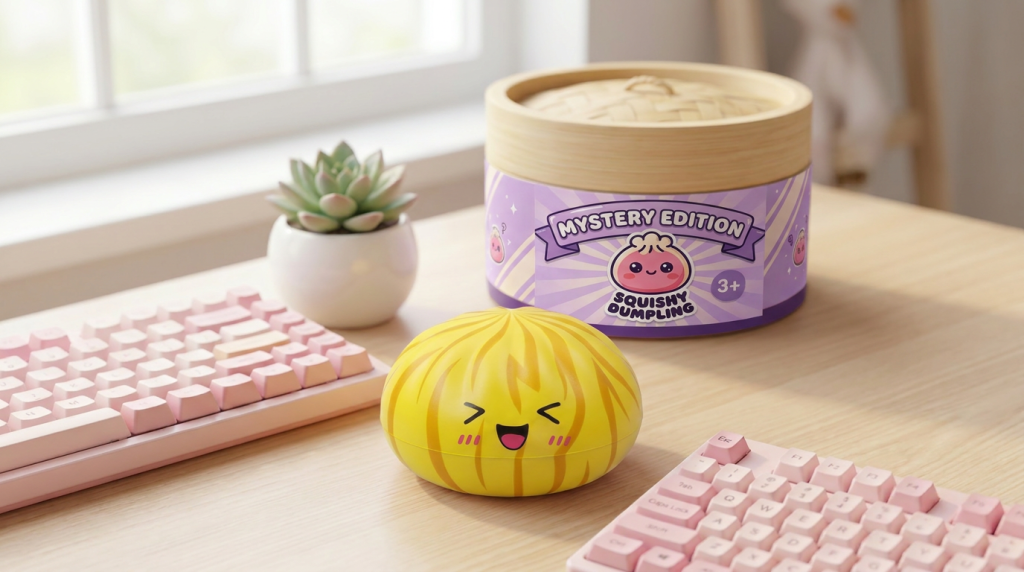 Dumpling Squishy Bun Mystery – Zachte Verrassing in zijn kawaii omgeving