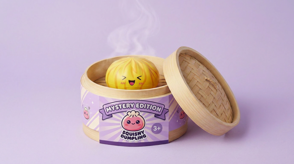 Dumpling Squishy Bun Mystery – Zachte Verrassing in het bamboe stoommandje