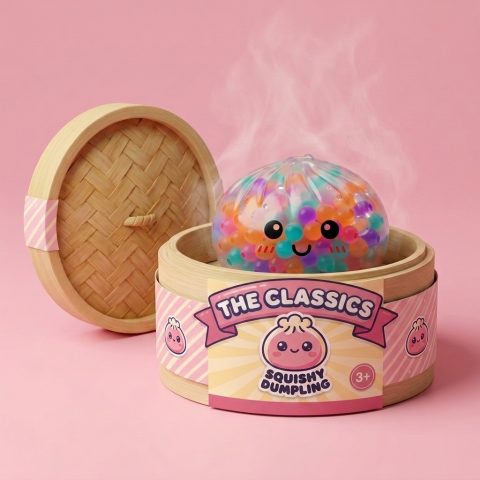 Squishy Dumpling Multicolor Zachte Bubbels in het bamboe stoommandje