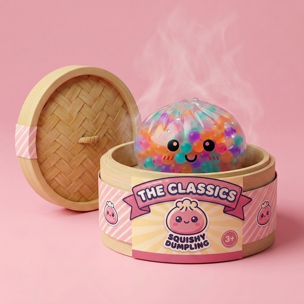 Squishy Dumpling Multicolor Zachte Bubbels in het bamboe stoommandje