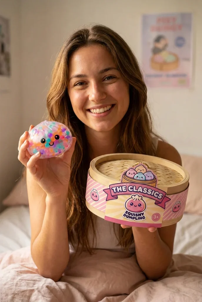 Squishy Dumpling Multicolor Zachte Bubbels met zijn doos