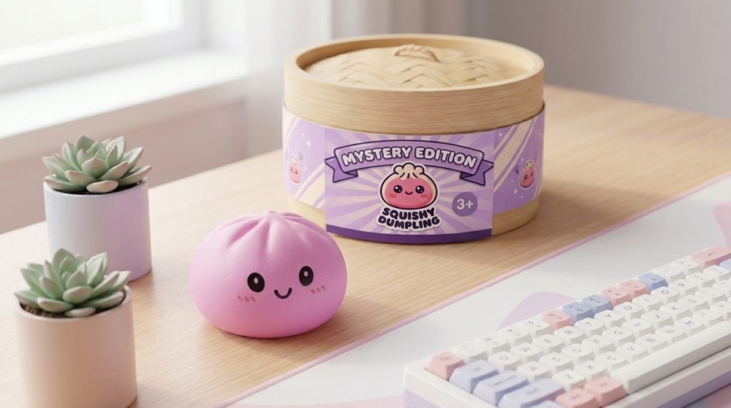 Squishy Dumpling Mystery Box – Verrassingspakket in zijn kawaii omgeving