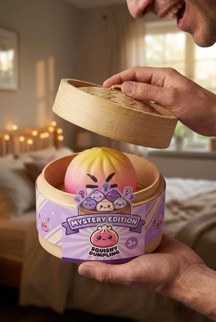 Dumpling Squishy Mystery Bun Verrassing tijdens het uitpakken