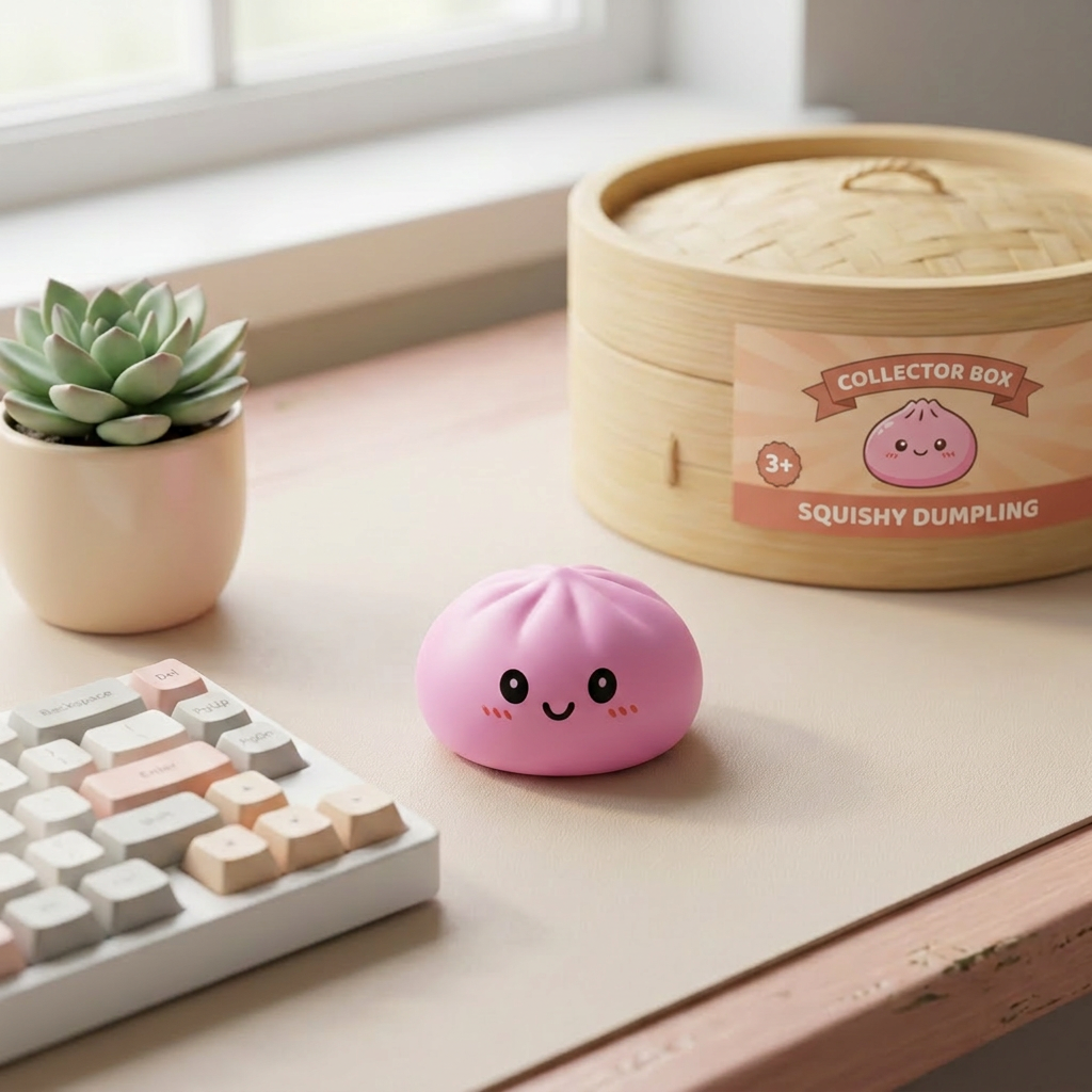 Dumpling Squishy Collection – Set van 6 Kleuren in zijn kawaii omgeving