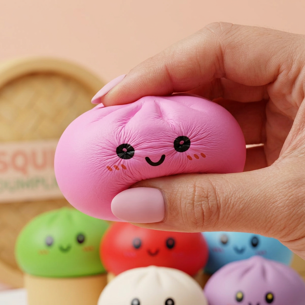 Dumpling Squishy Collection – Set van 6 Kleuren — slow-rise effect, het schuim vert langzaam terug
