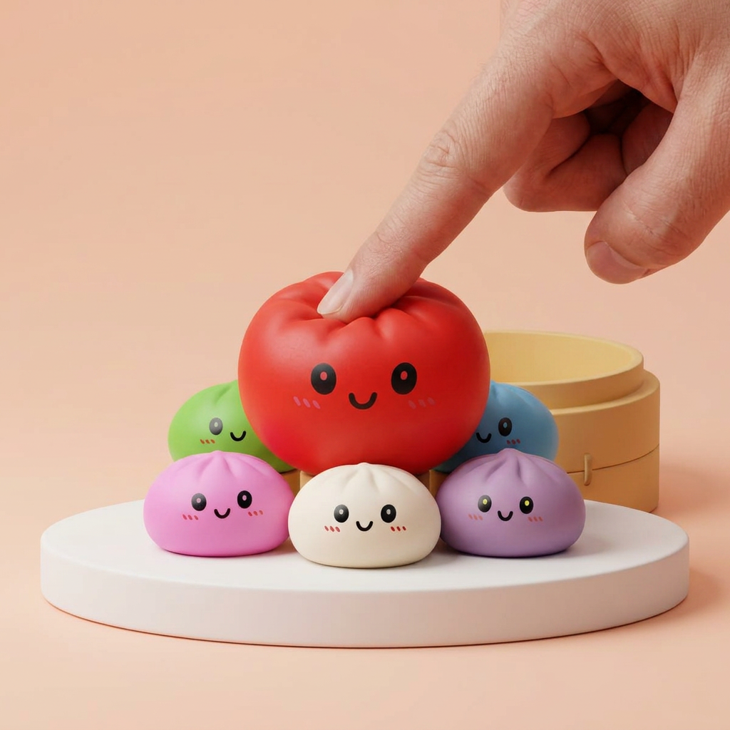 Dumpling Squishy Collection – Set van 6 Kleuren tijdens het knijpen, zacht materiaal