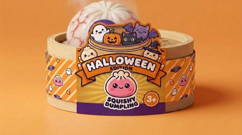 Dumpling Squishy Eye Halloween Griezelig in het bamboe stoommandje