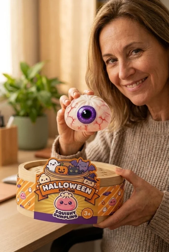 Dumpling Squishy Eye Halloween Griezelig met zijn doos