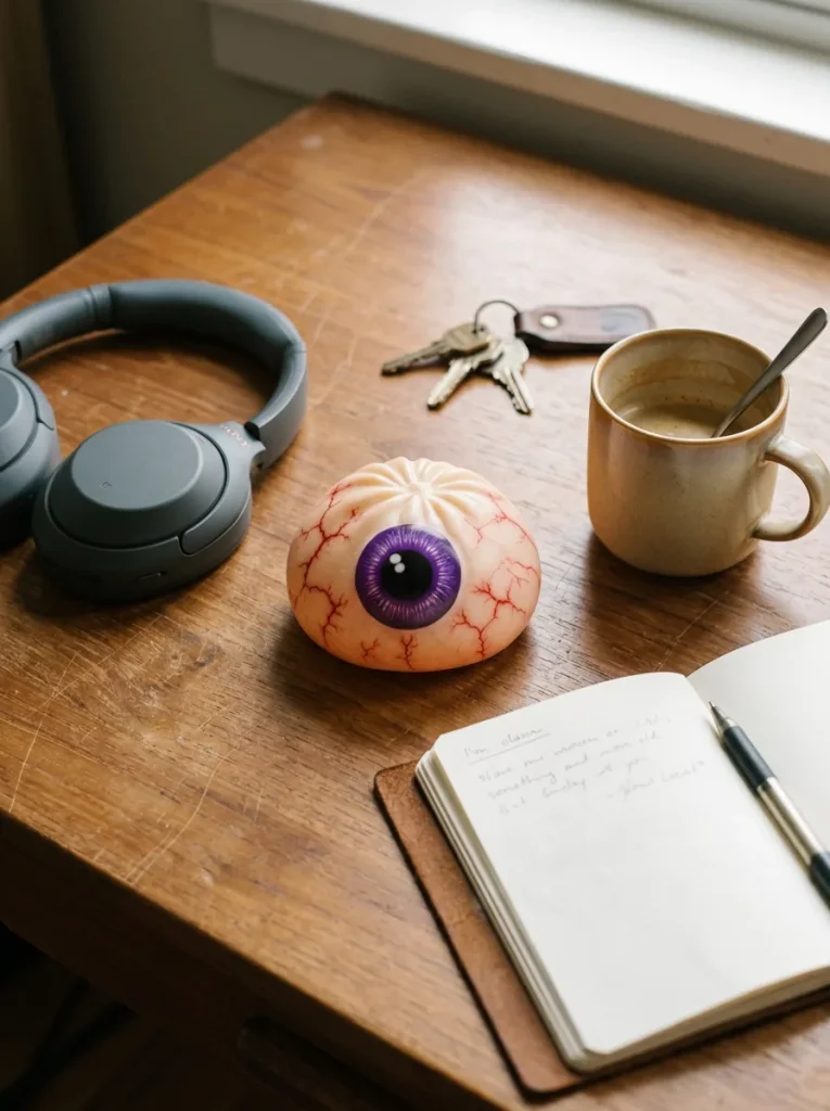 Dumpling Squishy Eye Halloween Griezelig op het bureau