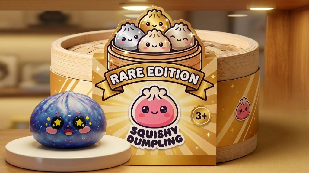 Galaxy Dumpling Squishy Kosmische Glitter in zijn kawaii omgeving