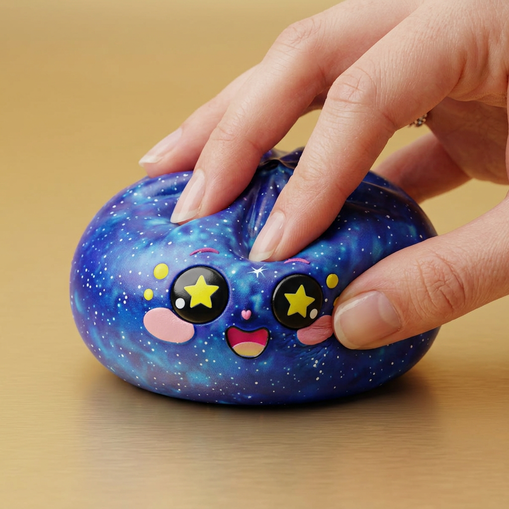 Galaxy Dumpling Squishy Kosmische Glitter tijdens het knijpen, zacht materiaal
