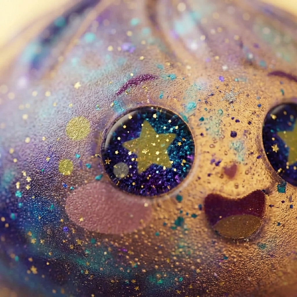Galaxy Dumpling Squishy Kosmische Glitter — macro-close-up van de textuur