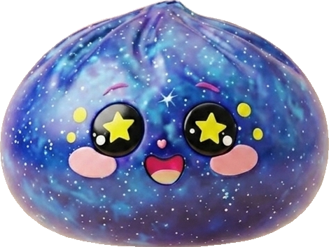 Galaxy Dumpling Squishy Kosmische Glitter tijdens het knijpen, zacht materiaal