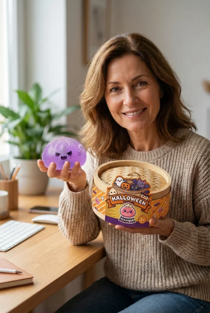 Ghost Dumpling Squishy Boo met zijn doos