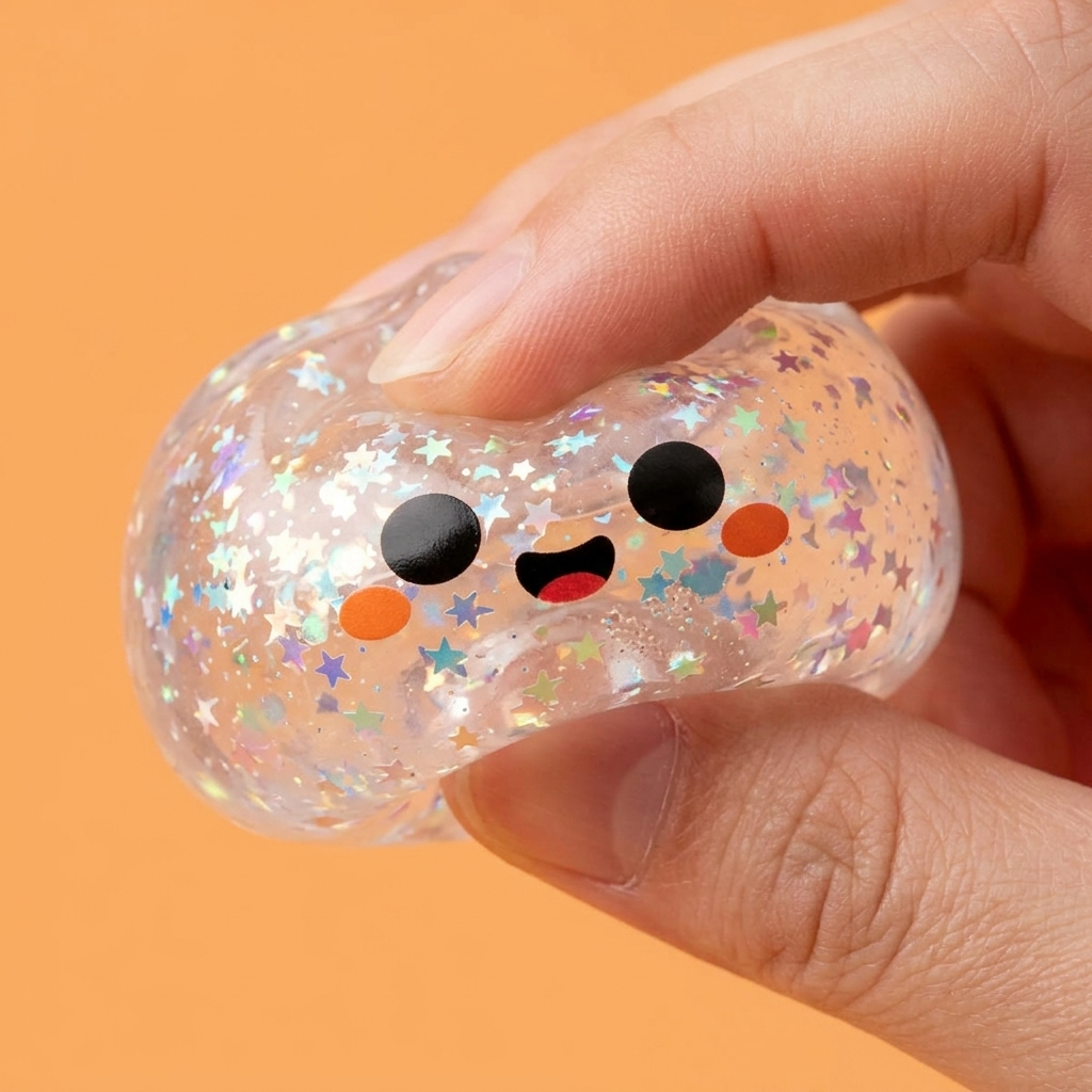 Dumpling Squishy Spook Halloween Glitter Zilver — slow-rise effect, het schuim vert langzaam terug