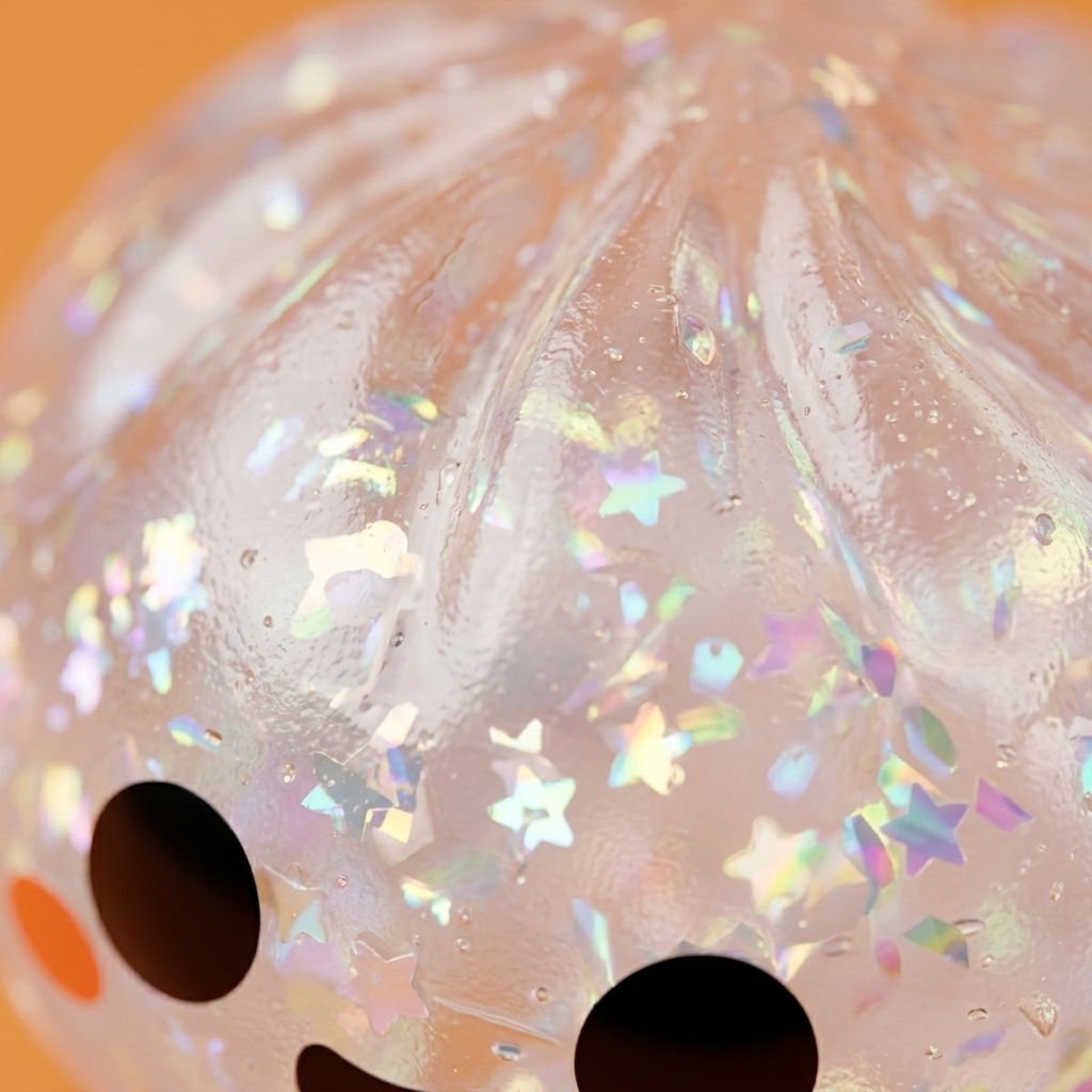 Dumpling Squishy Spook Halloween Glitter Zilver — macro-close-up van de textuur