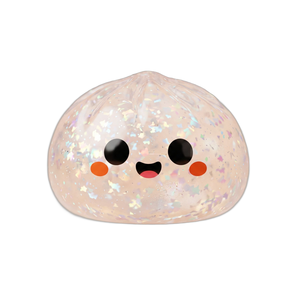 Dumpling Squishy Spook Halloween Glitter Zilver tijdens het knijpen, zacht materiaal