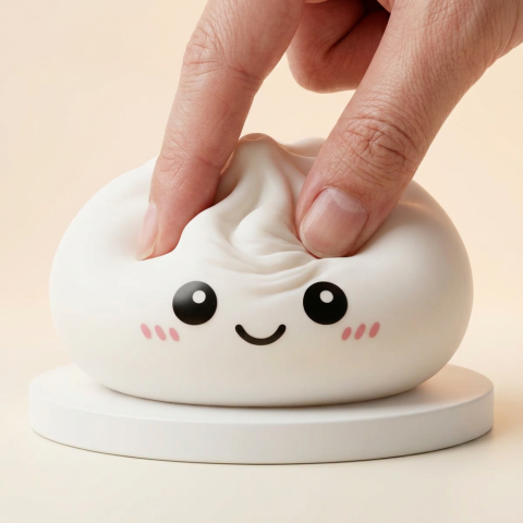 Giant Dumpling Squishy XXL 25 cm tijdens het knijpen, zacht materiaal