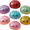 Glitter Dumpling Squishy Set van 6 tijdens het knijpen, zacht materiaal
