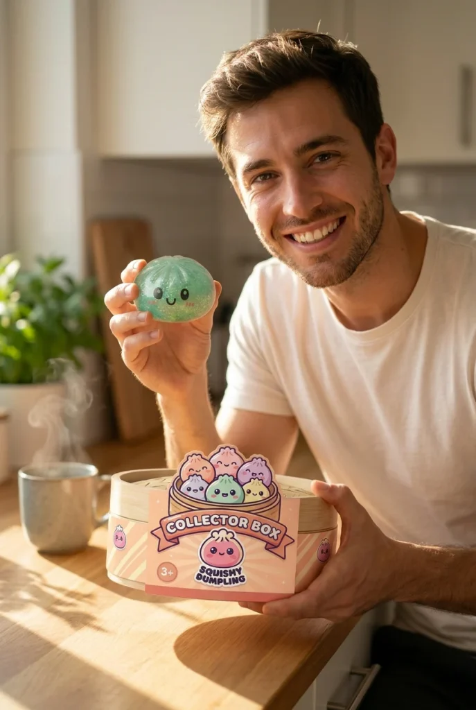 Glitter Dumpling Squishy Set van 6 met zijn doos