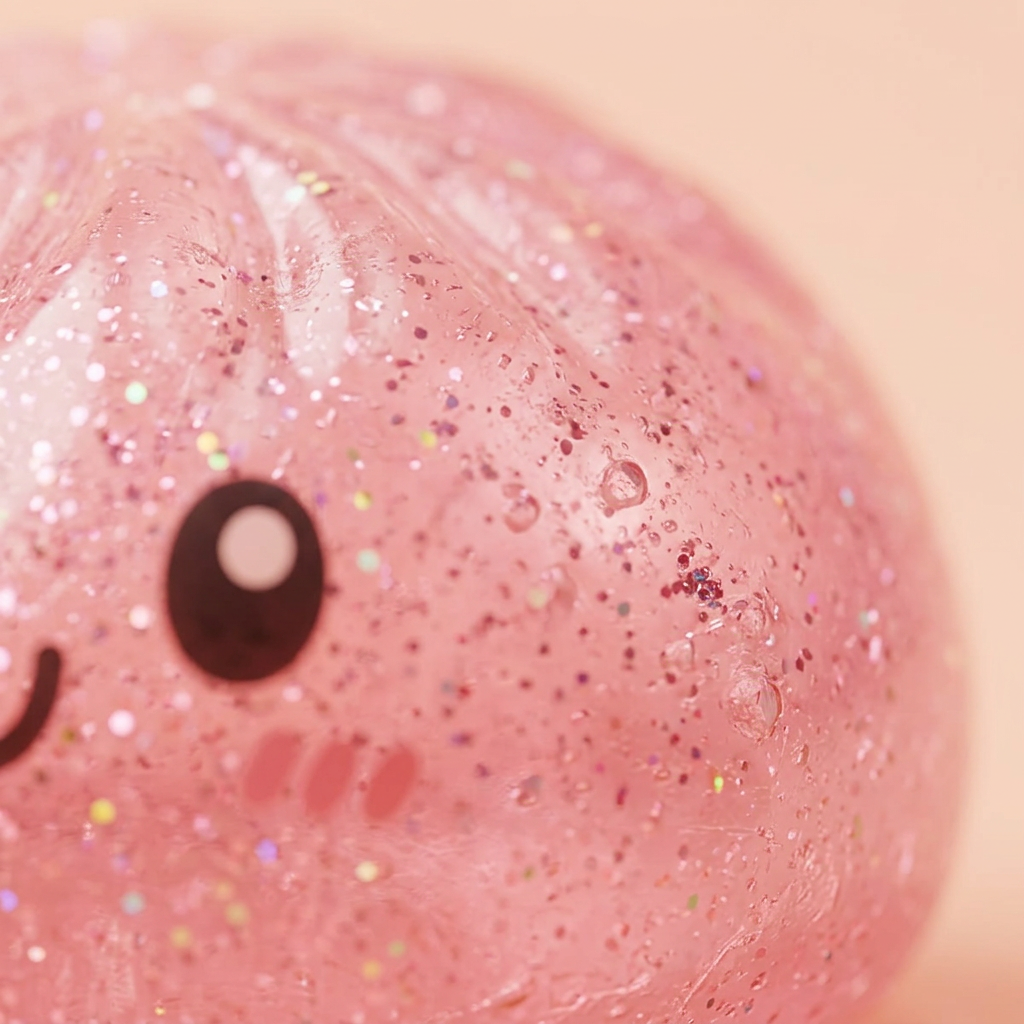 Glitter Dumpling Squishy Set van 6 — macro-close-up van de textuur