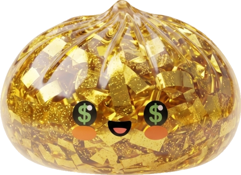 Gold Dumpling Squishy Zeldzame Editie tijdens het knijpen, zacht materiaal