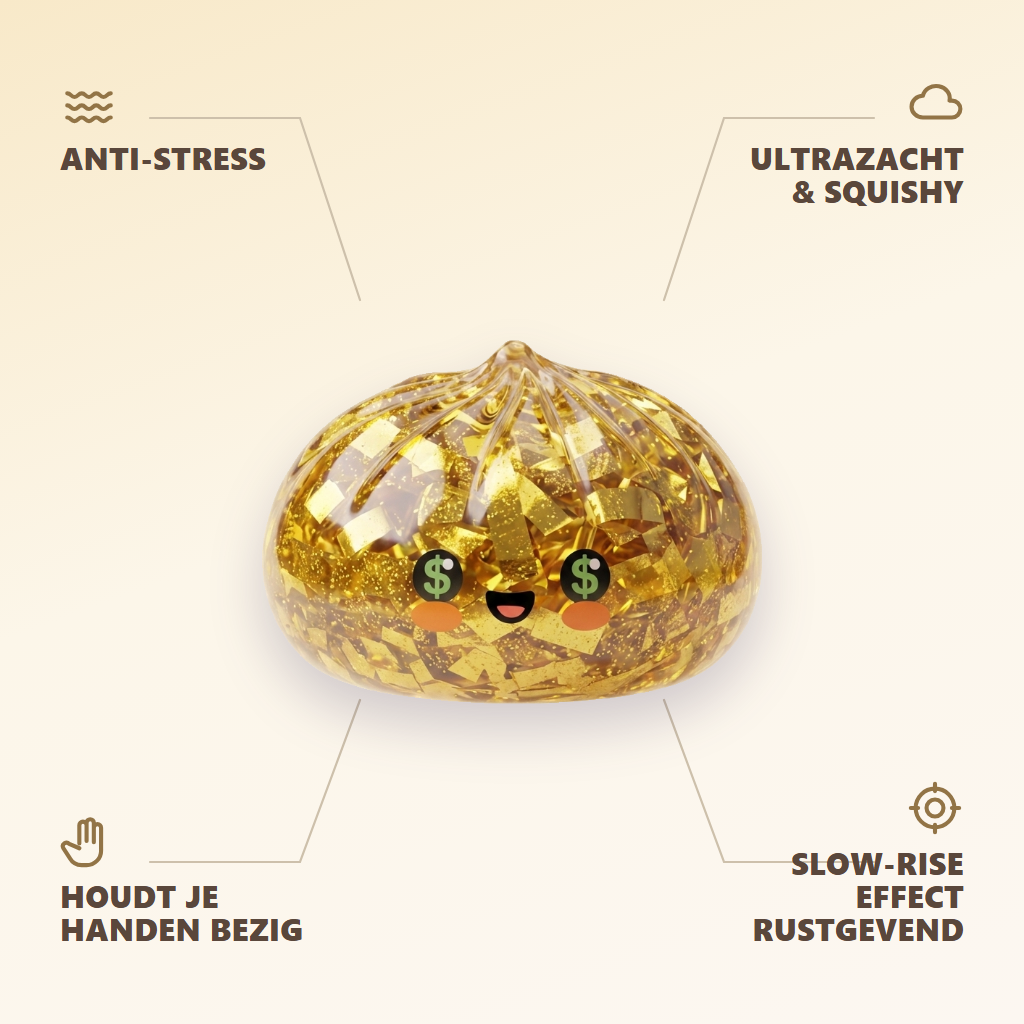 Gold Dumpling Squishy Zeldzame Editie — zijn voordelen