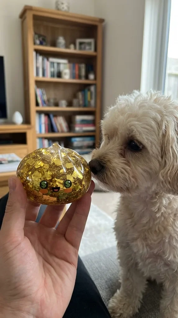 Gold Dumpling Squishy Zeldzame Editie met een knuffel