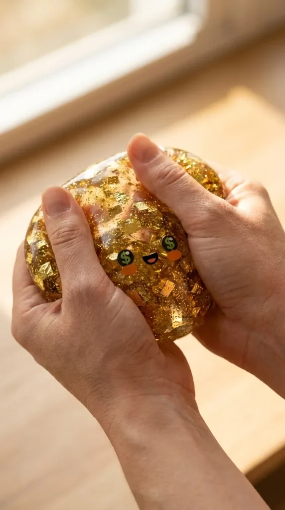 Gold Dumpling Squishy Zeldzame Editie tijdens het knijpen