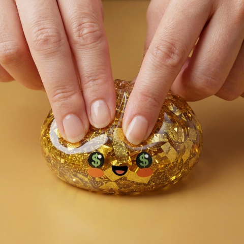 Gold Dumpling Squishy Zeldzame Editie tijdens het knijpen, zacht materiaal
