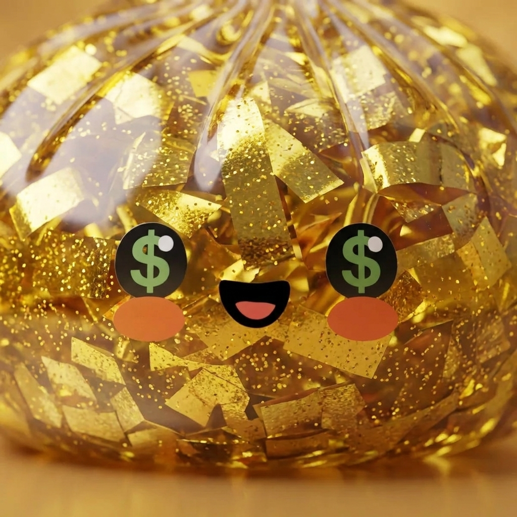 Gold Dumpling Squishy Zeldzame Editie — macro-close-up van de textuur