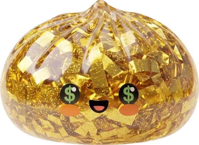 Gold Dumpling Squishy Zeldzame Editie tijdens het knijpen, zacht materiaal