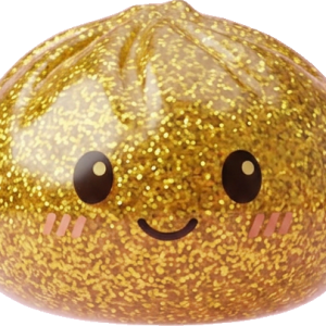 Glitter Dumpling Squishy Gold Luxe tijdens het knijpen, zacht materiaal