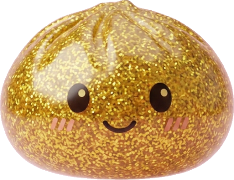 Glitter Dumpling Squishy Gold Luxe tijdens het knijpen, zacht materiaal