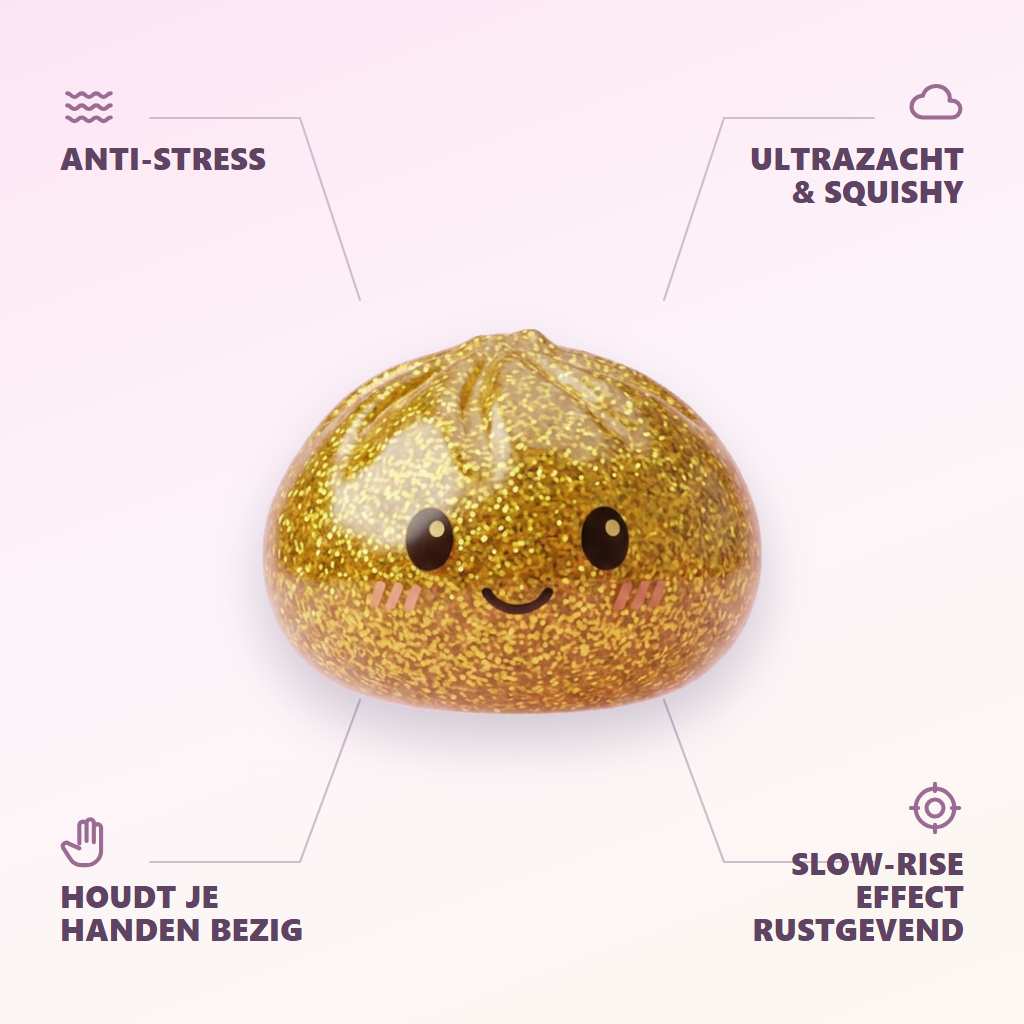 Glitter Dumpling Squishy Gold Luxe — zijn voordelen