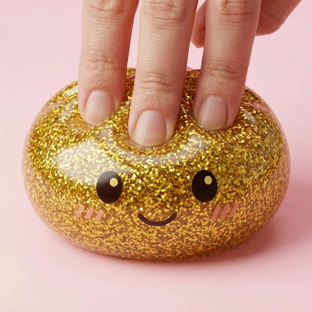 Glitter Dumpling Squishy Gold Luxe — slow-rise effect, het schuim vert langzaam terug