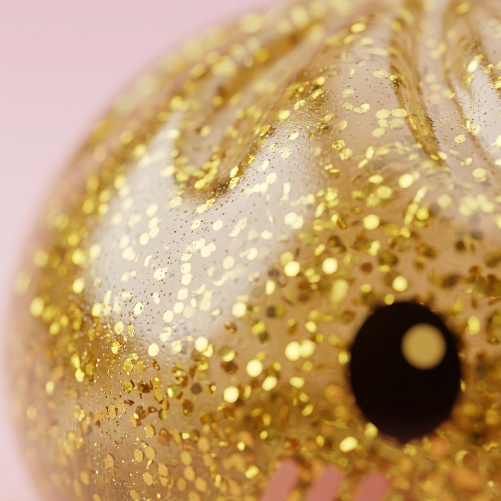 Glitter Dumpling Squishy Gold Luxe — macro-close-up van de textuur